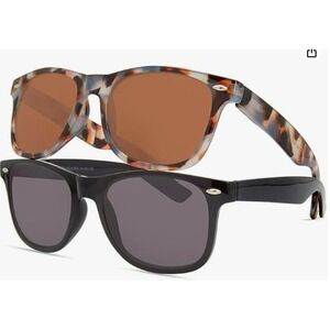 M+‎ Adult Sunglass Readers 2 Pack +2.75 Bifocal Black Tortoise UV Protection